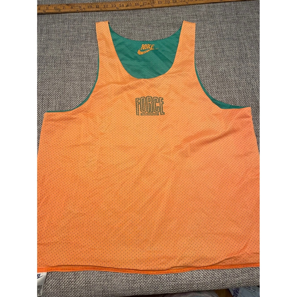 Vintage Nike Force Reversible Mesh Jersey Tank Top Orange Green XL RN 56323